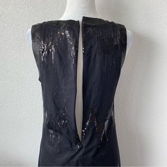 Vertigo Black Sleeveless Dress Embellished Mesh Feathers SZ 10 - Picture 9 of 13